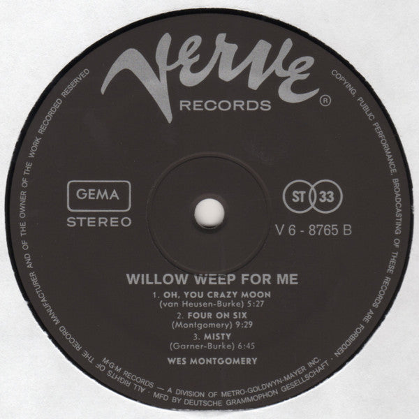 Wes Montgomery ~ Willow Weep For Me (Vinyl) - Djungel & Jazz