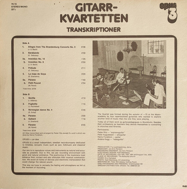 Gitarrkvartetten ~ Transkriptioner (Vinyl) - Djungel & Jazz