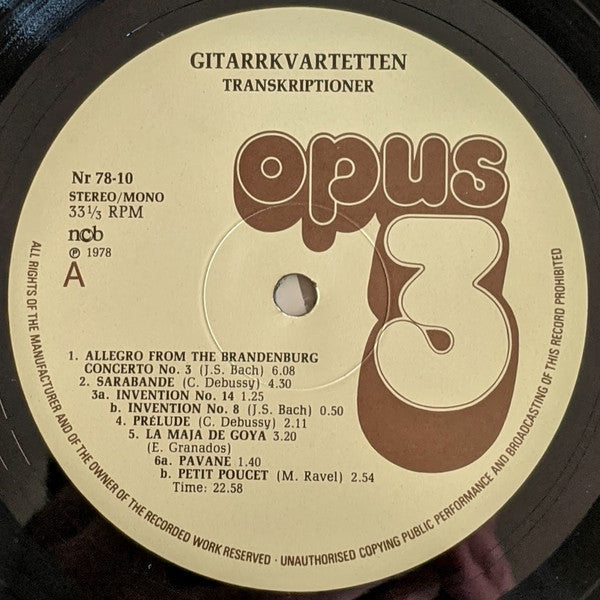 Gitarrkvartetten ~ Transkriptioner (Vinyl) - Djungel & Jazz