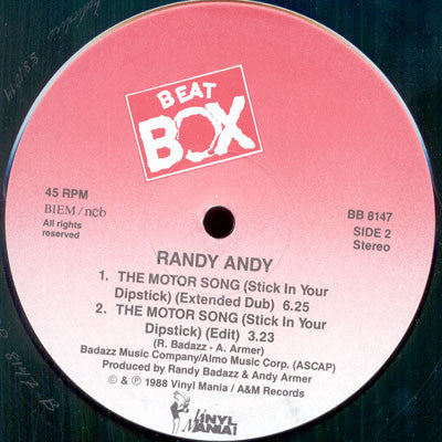 Randy Andy ~ The Motor Song (Stick In Your Dipstick) (Vinyl) - Djungel & Jazz