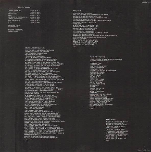 David Bowie ~ Young Americans (Vinyl) - Djungel & Jazz