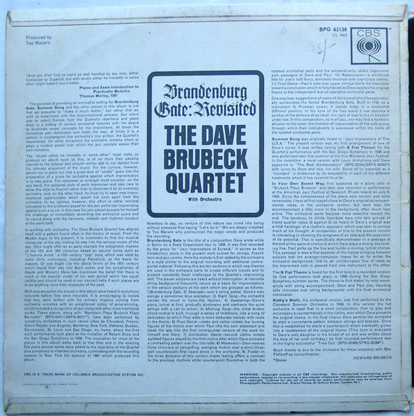 The Dave Brubeck Quartet ~ Brandenburg Gate: Revisited (Vinyl) - Djungel & Jazz