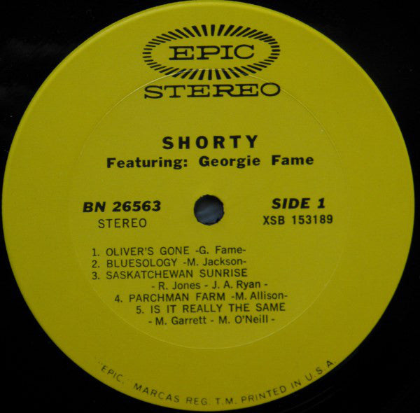 Georgie Fame ~ Shorty  Featuring Georgie Fame (Vinyl) - Djungel & Jazz
