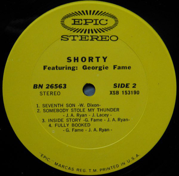 Georgie Fame ~ Shorty  Featuring Georgie Fame (Vinyl) - Djungel & Jazz
