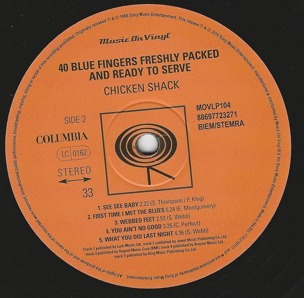 Chicken Shack ~ Forty Blue Fingers, Freshly Packed And Ready To Serve (Vinyl) - Djungel & Jazz