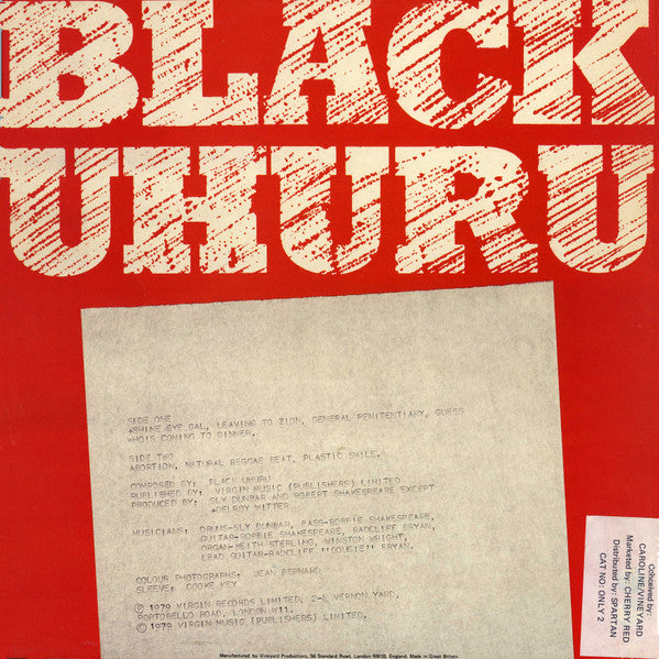 Black Uhuru : Black Uhuru (LP, Album, RE)