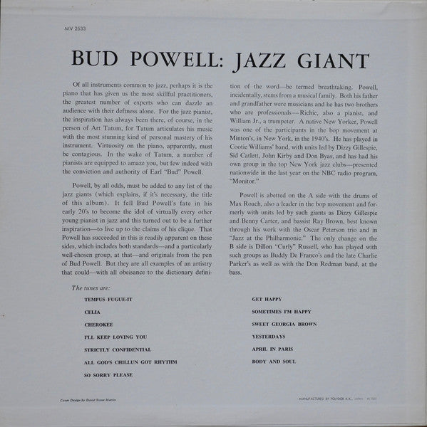 Bud Powell ~ Jazz Giant (Vinyl) - Djungel & Jazz