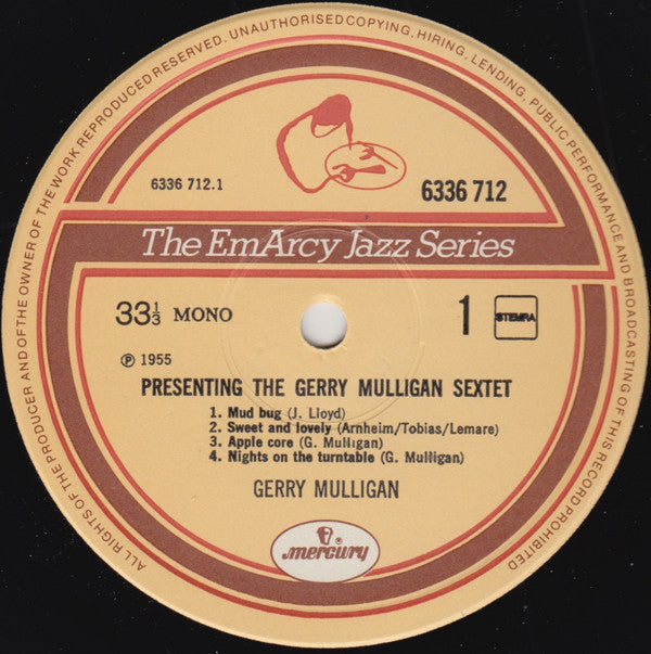 Gerry Mulligan And His Sextet ~ Presenting The Gerry Mulligan Sextet (Vinyl) - Djungel & Jazz
