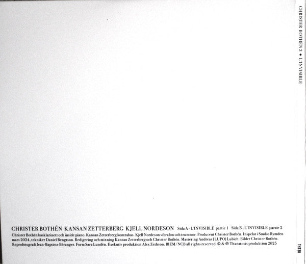 Christer Bothén 3 ~ L'Invisible (Vinyl) - Djungel & Jazz