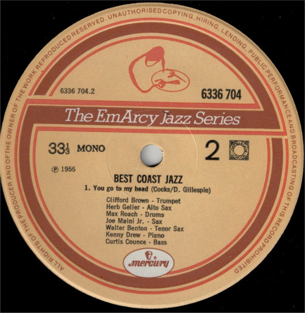 Max Roach, Herb Geller, Walter Benton, Joe Maini, Clifford Brown ~ Best Coast Jazz (Vinyl) - Djungel & Jazz