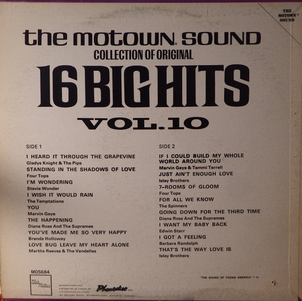 Various ~ The Motown Sound - 16 Big Hits Vol. 10 (Vinyl) - Djungel & Jazz
