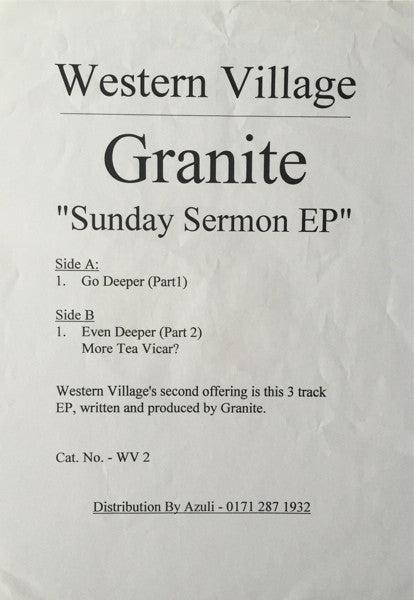 Granite : The Sunday Sermon EP (12", EP)