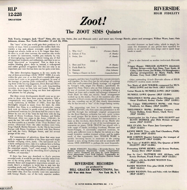 The Zoot Sims Quintet ~ Zoot! (Vinyl) - Djungel & Jazz