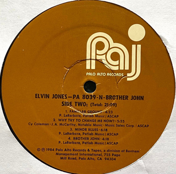 Elvin Jones ~ Brother John (Vinyl) - Djungel & Jazz