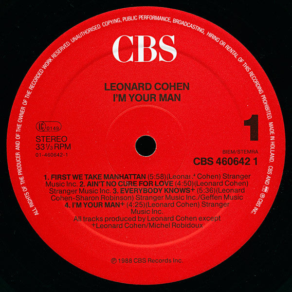 Leonard Cohen : I'm Your Man (LP, Album)