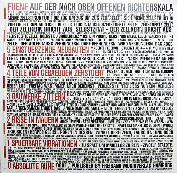 Einstürzende Neubauten ~ Fuenf Auf Der Nach Oben Offenen Richterskala (Vinyl) - Djungel & Jazz