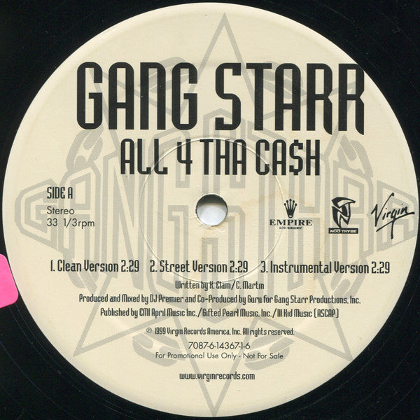 Gang Starr ~ All 4 Tha Ca$h / The ? Remainz (Vinyl) - Djungel & Jazz