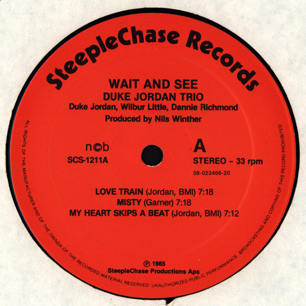 Duke Jordan Trio ~ Wait And See (Vinyl) - Djungel & Jazz