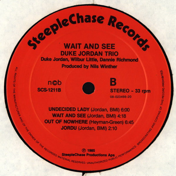 Duke Jordan Trio ~ Wait And See (Vinyl) - Djungel & Jazz
