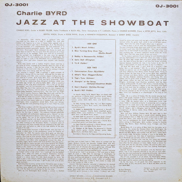 Charlie Byrd : Jazz At The Showboat (LP, Album, Mono)