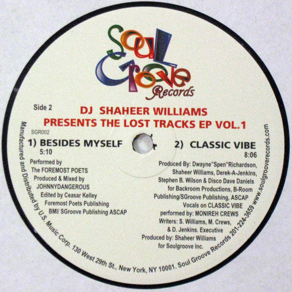 DJ Shaheer Williams* : The Lost Tracks EP Vol.1 (12", EP)