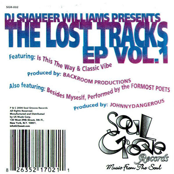 DJ Shaheer Williams* : The Lost Tracks EP Vol.1 (12", EP)