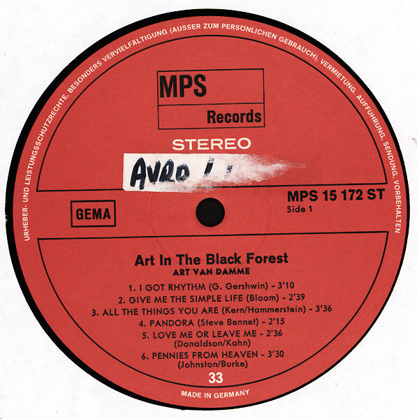 The Art Van Damme Quintet ~ Art In The Black Forest (Vinyl) - Djungel & Jazz