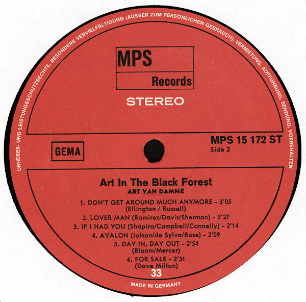The Art Van Damme Quintet ~ Art In The Black Forest (Vinyl) - Djungel & Jazz