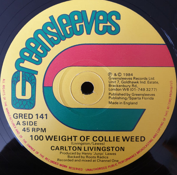 Carlton Livingston : 100 Weight Of Collie Weed / Soundman Clash (12")