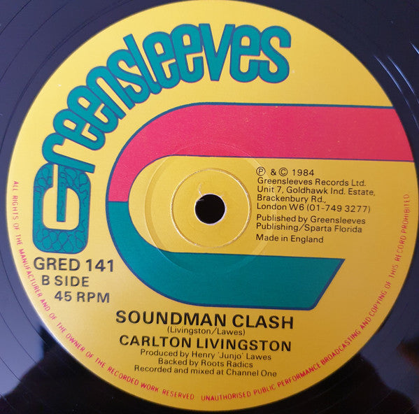 Carlton Livingston : 100 Weight Of Collie Weed / Soundman Clash (12")