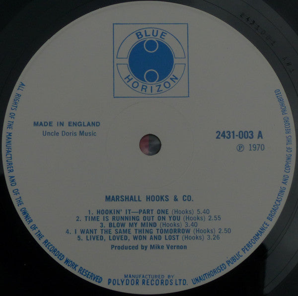 Marshall Hooks & Co. ~ Marshall Hooks & Co. (Vinyl) - Djungel & Jazz