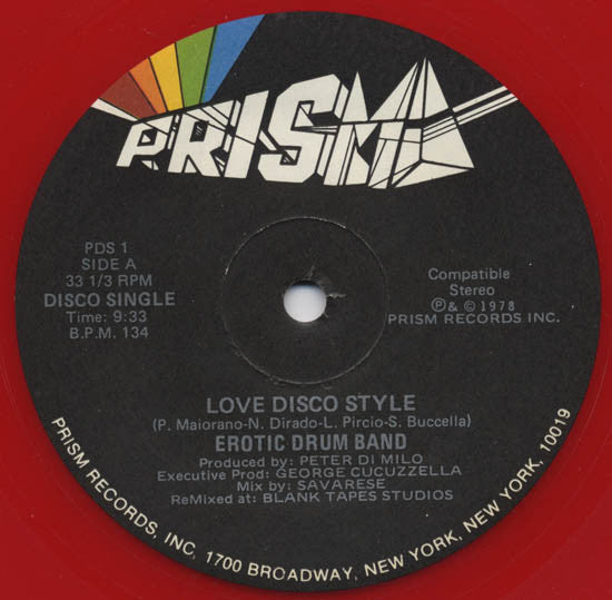 Erotic Drum Band : Love Disco Style / Jerky Rhythm (12", Red)