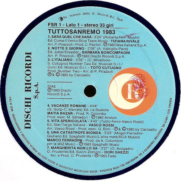 Various ~ Tuttosanremo '83 (Vinyl) - Djungel & Jazz