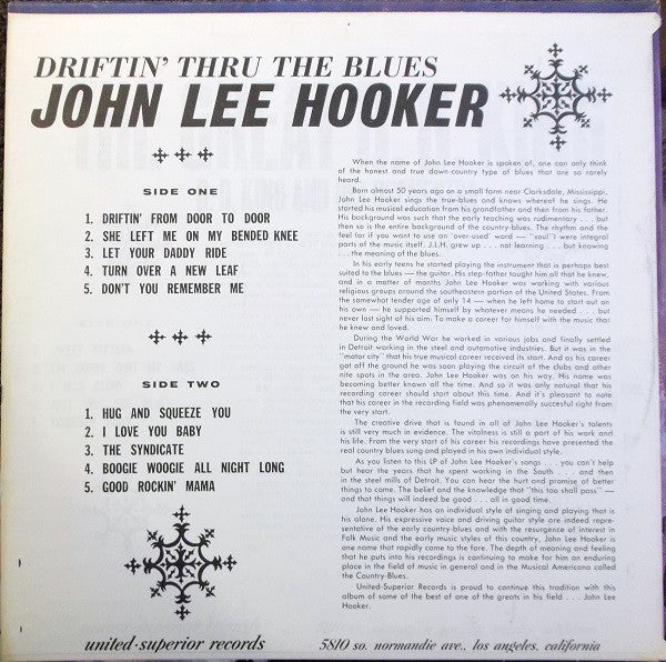 John Lee Hooker ~ Driftin' Thru The Blues (Vinyl) - Djungel & Jazz