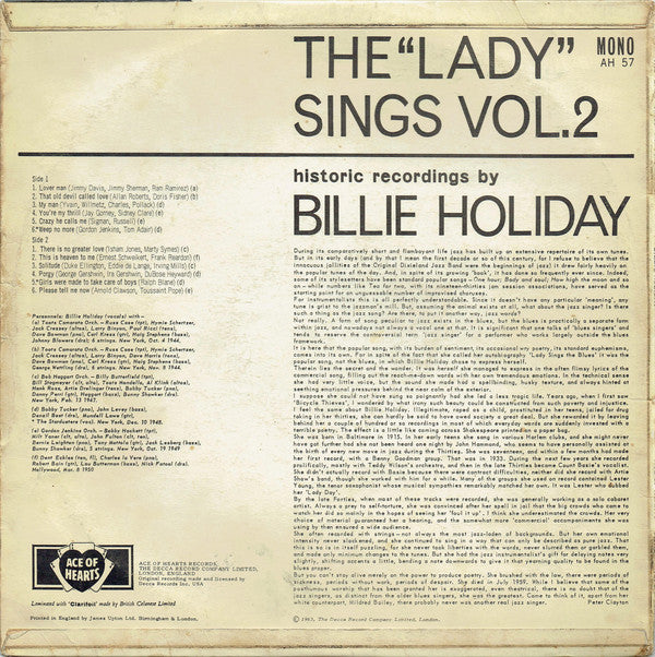 Billie Holiday ~ The Lady Sings - Vol. 2 (Vinyl) - Djungel & Jazz