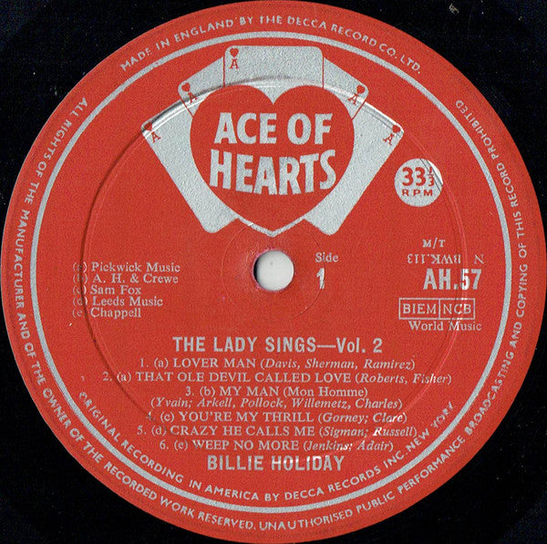 Billie Holiday ~ The Lady Sings - Vol. 2 (Vinyl) - Djungel & Jazz