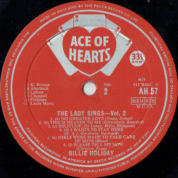Billie Holiday ~ The Lady Sings - Vol. 2 (Vinyl) - Djungel & Jazz