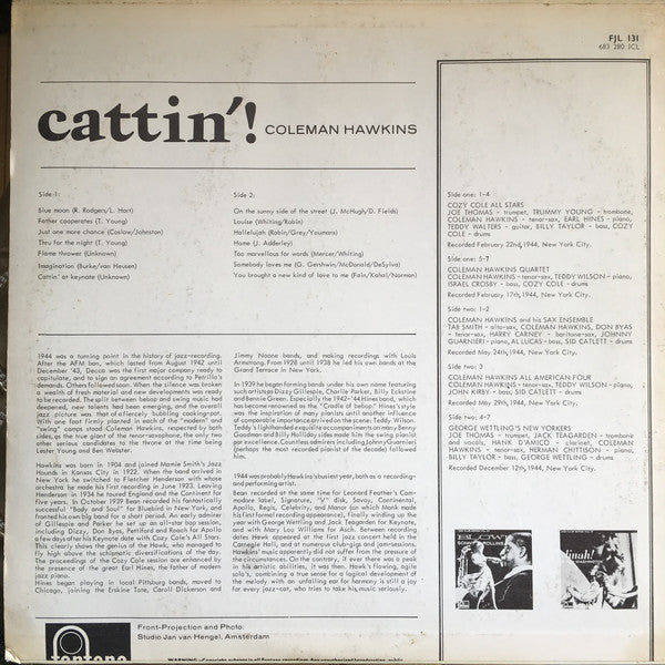 Coleman Hawkins ~ Cattin'! (Vinyl) - Djungel & Jazz