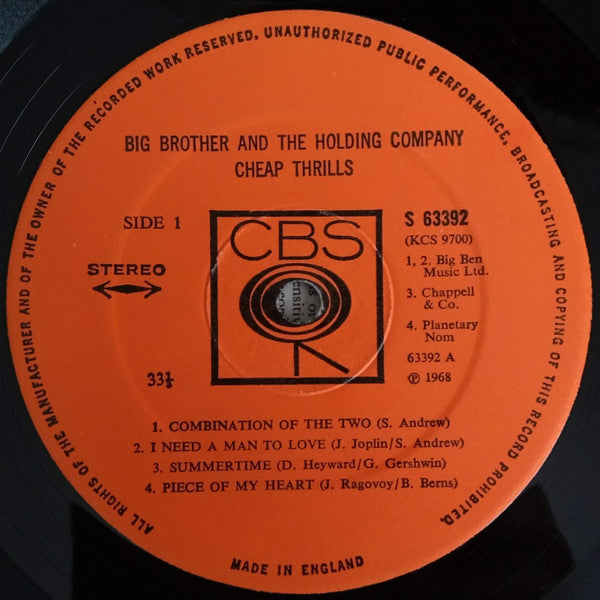 Big Brother & The Holding Company ~ Cheap Thrills (Vinyl) - Djungel & Jazz