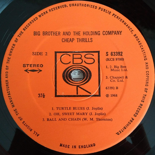 Big Brother & The Holding Company ~ Cheap Thrills (Vinyl) - Djungel & Jazz