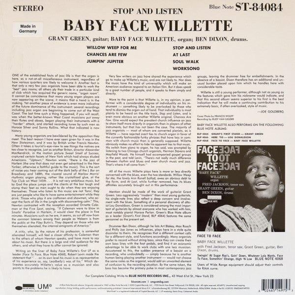 Baby Face Willette ~ Stop And Listen (Vinyl) - Djungel & Jazz