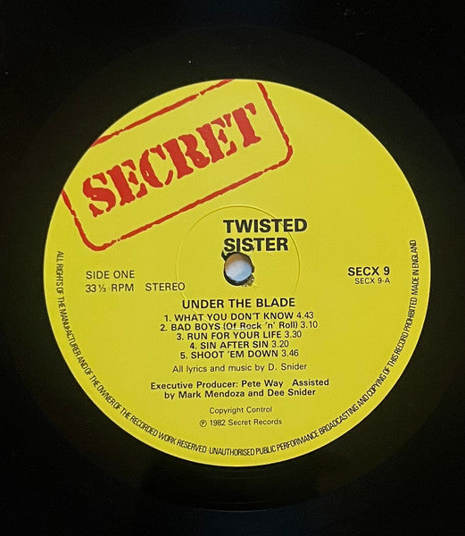Twisted Sister : Under The Blade (LP, Album)