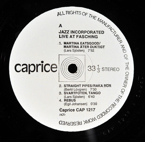 Jazz Incorporated ~ Live At Fasching (Vinyl) - Djungel & Jazz