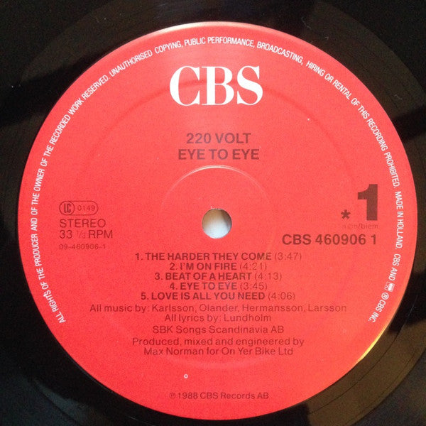 220 Volt : Eye To Eye (LP, Album)