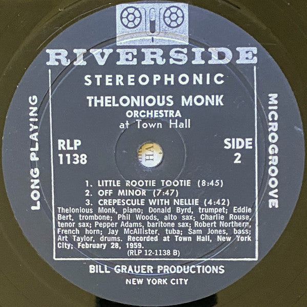 The Thelonious Monk Orchestra ~ At Town Hall (Vinyl) - Djungel & Jazz