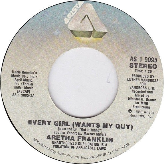 Aretha Franklin ~ Every Girl (Wants My Guy) (Vinyl) - Djungel & Jazz