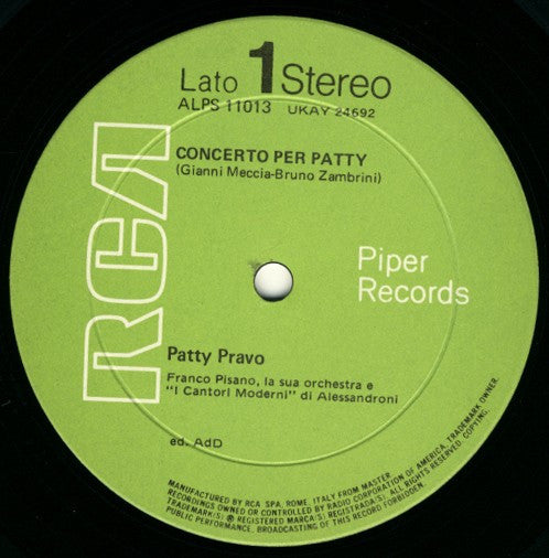 Patty Pravo ~ Concerto Per Patty (Vinyl) - Djungel & Jazz