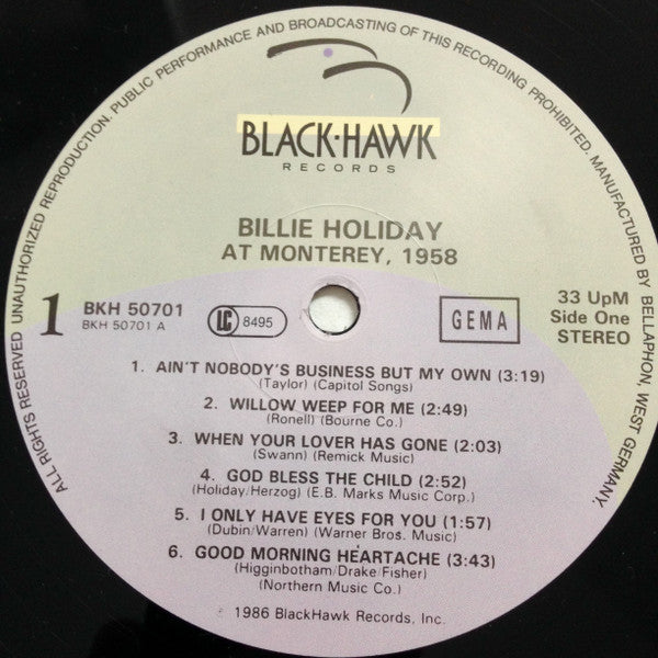Billie Holiday ~ At Monterey / 1958 (Vinyl) - Djungel & Jazz