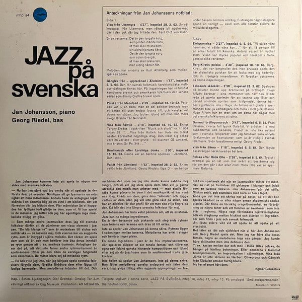 Jan Johansson ~ Jazz På Svenska (Vinyl) - Djungel & Jazz