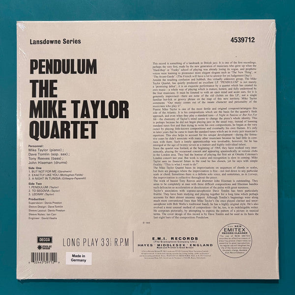 Mike Taylor Quartet ~ Pendulum (Vinyl) - Djungel & Jazz